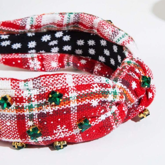 Red Plaid Jeweled Headband - Picture 3 of 3